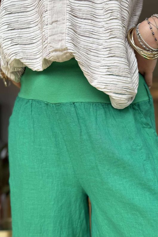 Pure Linen Jensen Hook Up Palazzo Emerald 